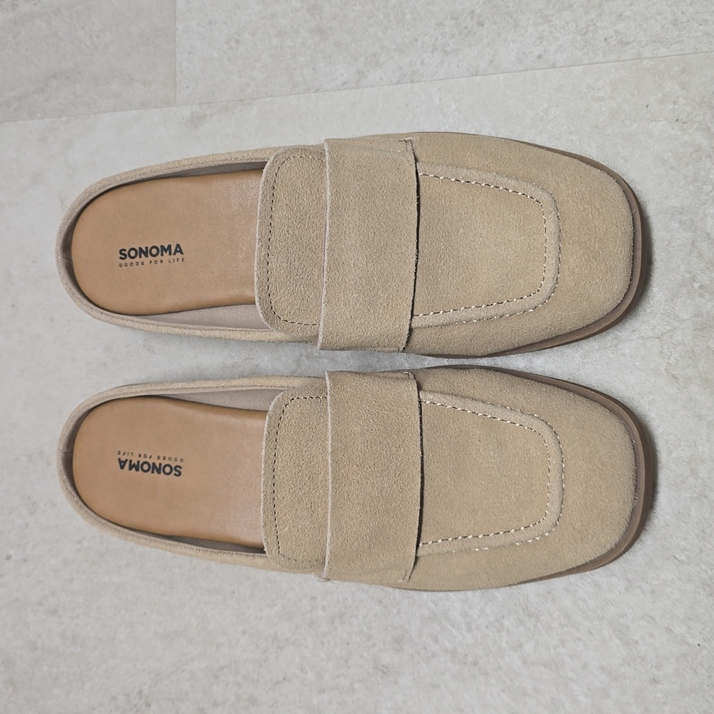 Sonoma Norma taupe suede slip on shoes